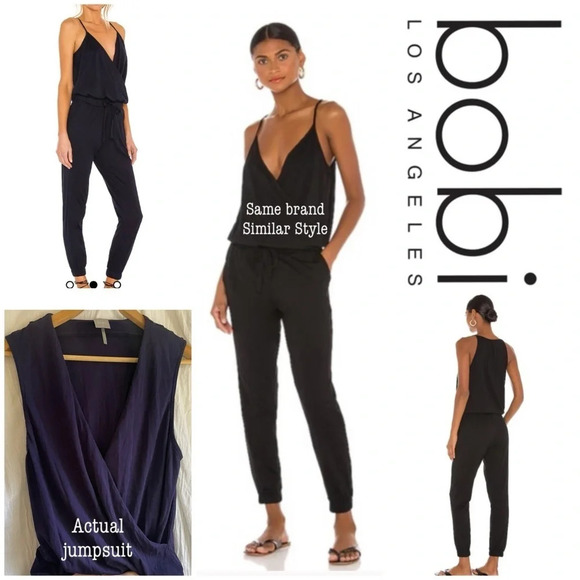bobi Pants - bobi Indigo Sleeveless Crossover Jumpsuit, S